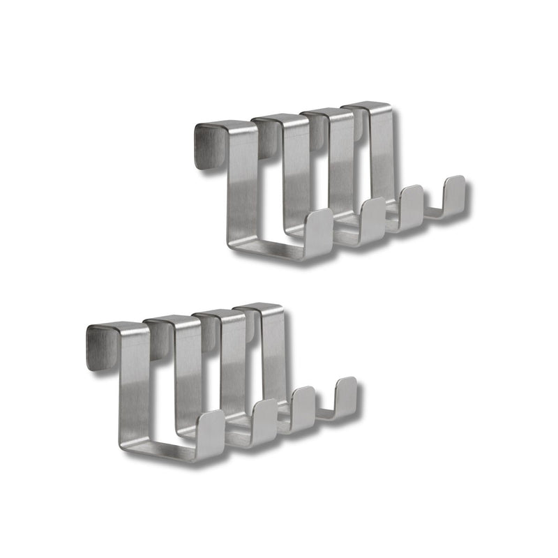Load image into Gallery viewer, Over-Door Hook Rack – Stainless Steel, 4 Hooks, 2 Pack