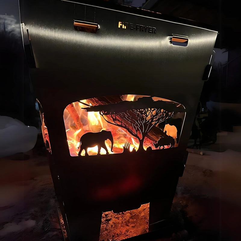 Load image into Gallery viewer, Fire Pit Boma – Portable Stainless Steel Braai, Safari Design