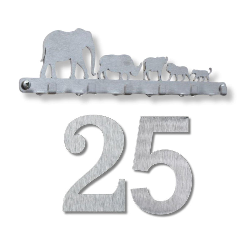Load image into Gallery viewer, House Numbers & Key Hanger Set – Stainless Steel