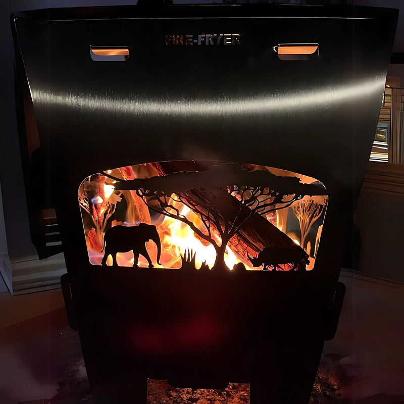 Load image into Gallery viewer, Fire Pit Boma – Portable Stainless Steel Braai, Safari Design