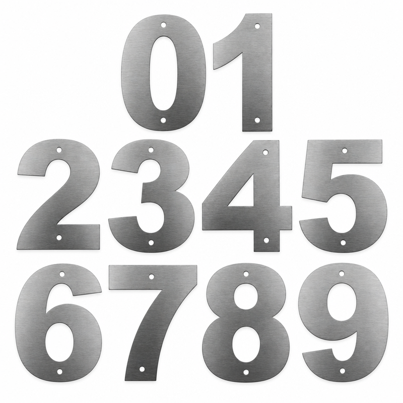 Load image into Gallery viewer, Brushed stainless steel house numbers 0 to 9
