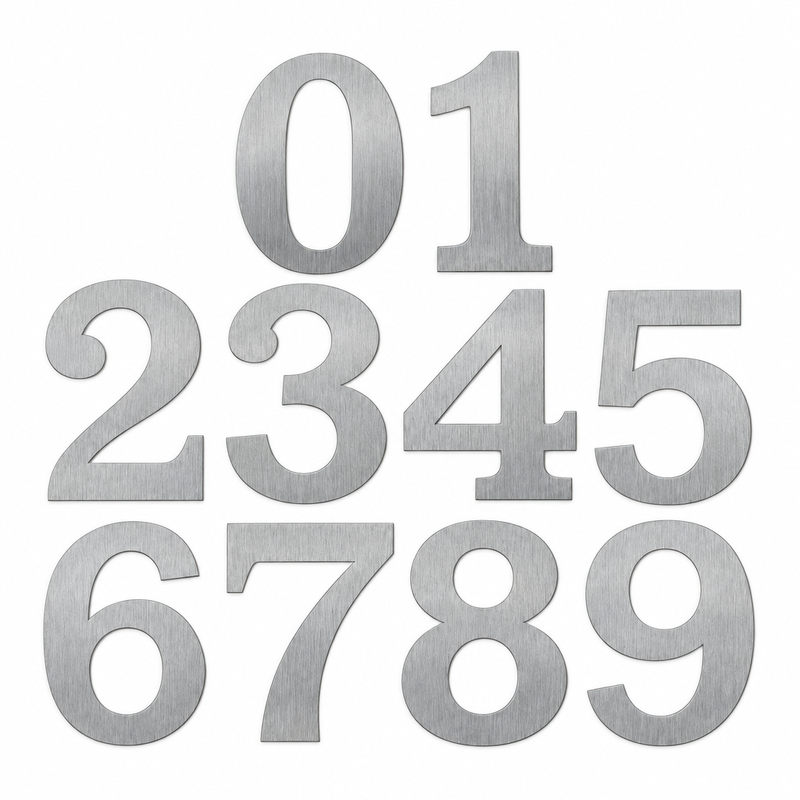 Load image into Gallery viewer, 228mm brushed stainless steel house numbers 0 to 9
