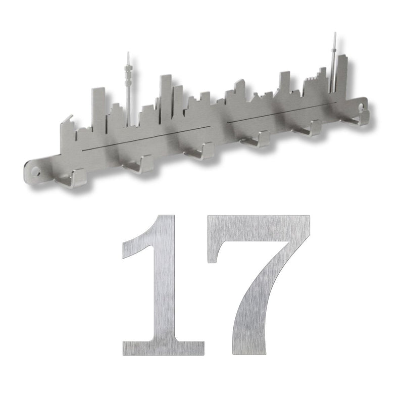 Load image into Gallery viewer, House Numbers &amp; Key Hanger Set – Stainless Steel
