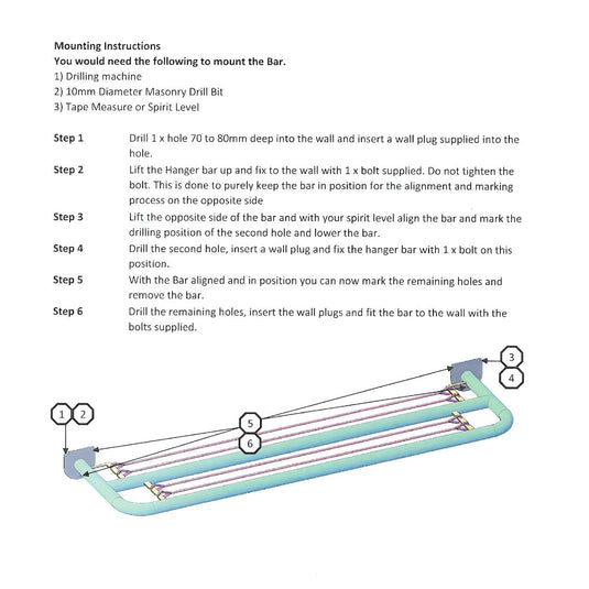 Washing Line – Heavy-Duty Stainless Steel, Wall Mounted