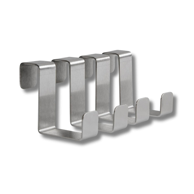Load image into Gallery viewer, Over-Door Hook Rack – Stainless Steel, 4 Hooks, 2 Pack
