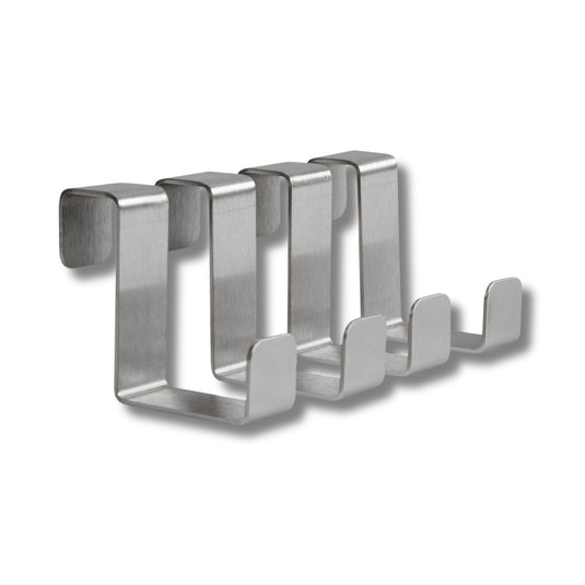 Over-Door Hook Rack – Stainless Steel, 4 Hooks, 2 Pack