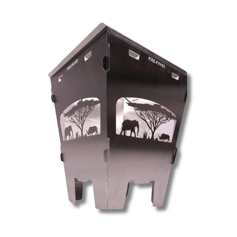 Load image into Gallery viewer, Fire Pit Boma – Portable Stainless Steel Braai, Safari Design
