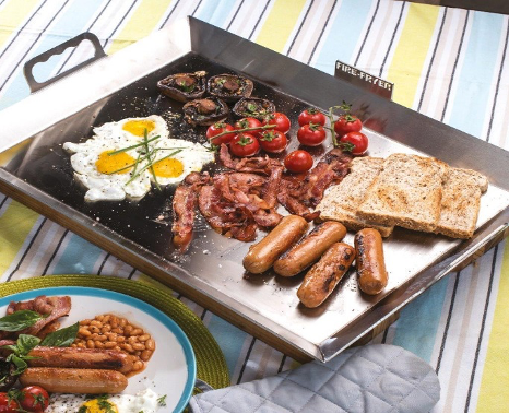 NSSC Stainless Steel Braai Pan Large - flat cooking surface for braai grid, eliminates flare-ups